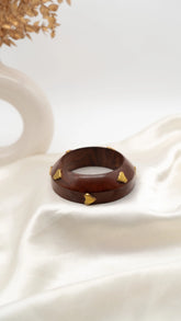 Golden Heart Wooden Bangle